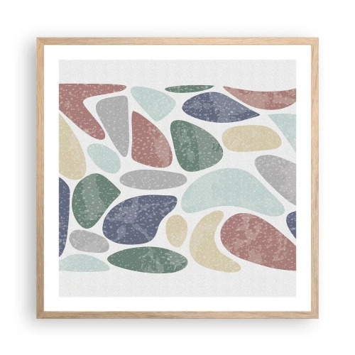 Pôster com moldura de carvalho claro - Um mosaico de cores em pó - 60x60 cm