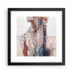 Pôster com moldura preta - Flores a caminho - 30x30 cm