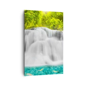 Quadro em tela - Cascata espumosa do verde ao azul - 80x120 cm