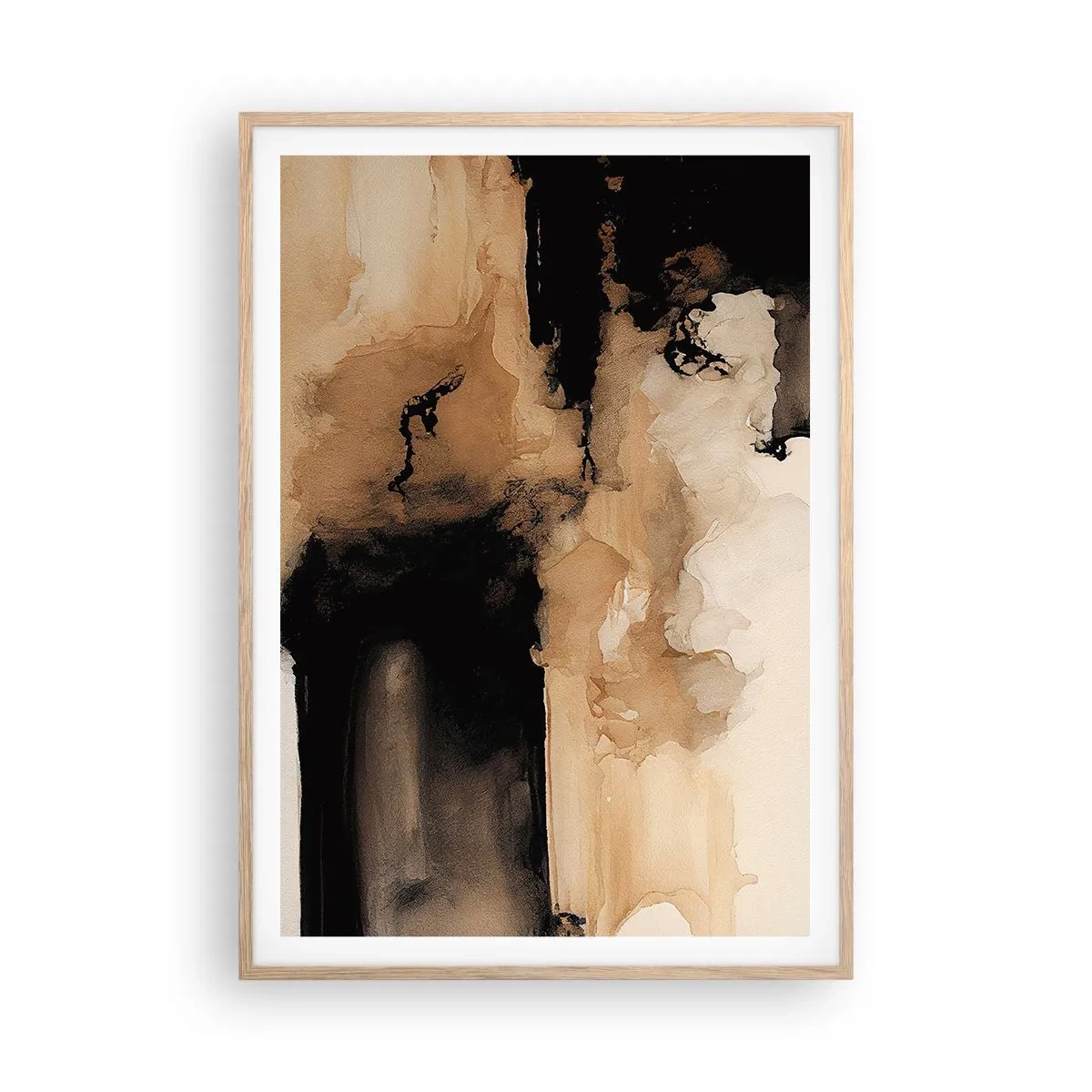 Pôster com moldura de carvalho claro - Abstração intrigante - 70x100 cm