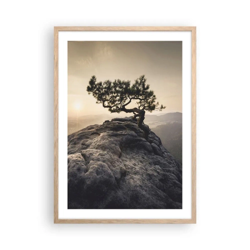 Pôster com moldura de carvalho claro - A vida ganha sempre - 50x70 cm
