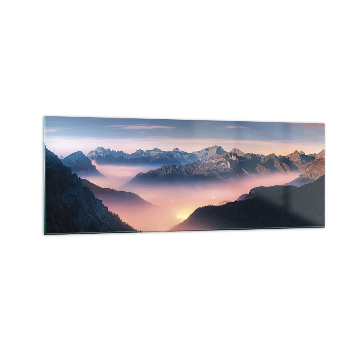 Quadro em vidro - Luz nos vales - 140x50 cm