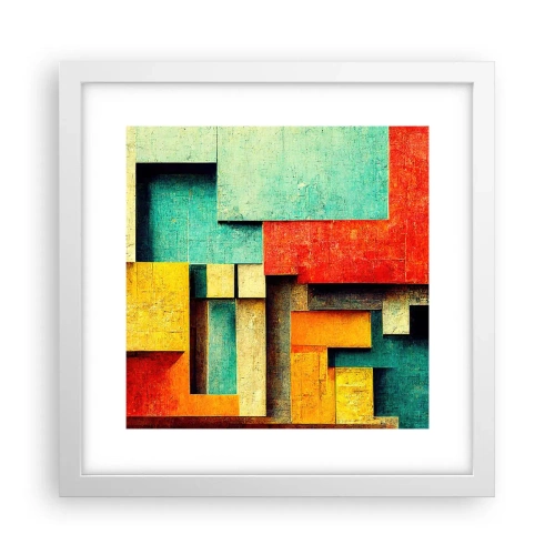 Pôster em moldura branca - Festival de ângulos vivos - 30x30 cm