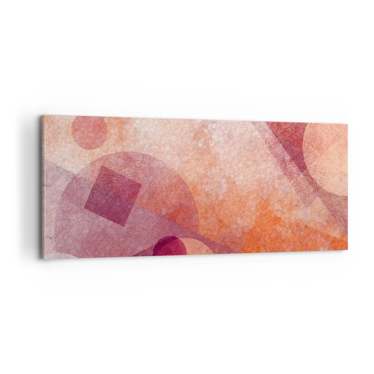 Quadro em tela - Transformações geométricas em rosa - 120x50 cm