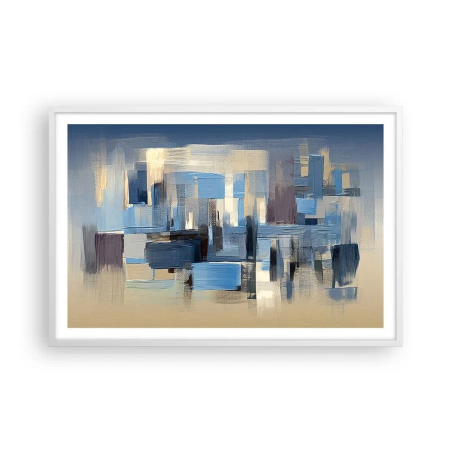 Pôster em moldura branca - Construção azul - 91x61 cm