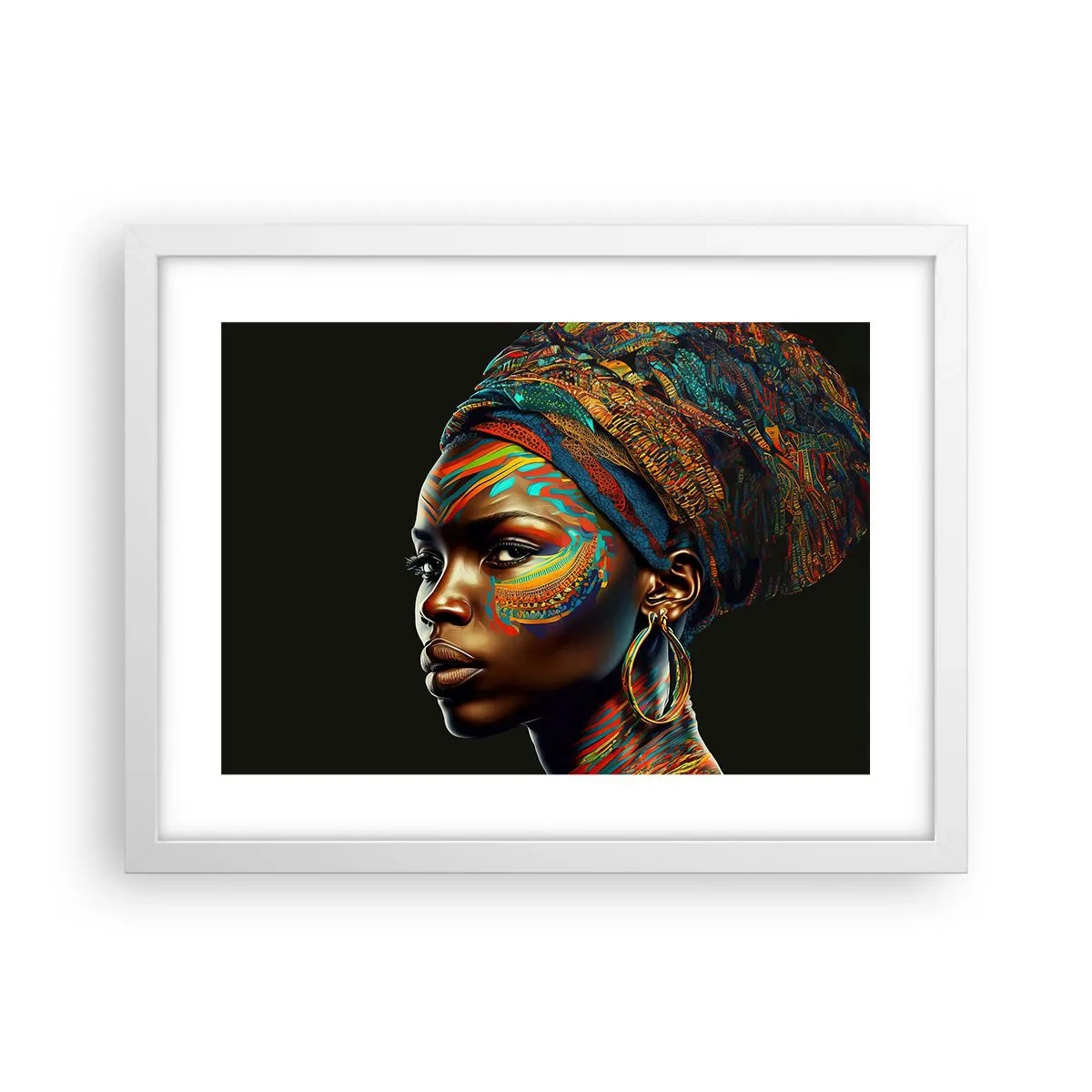 Pôster em moldura branca - Rainha africana - 40x30 cm