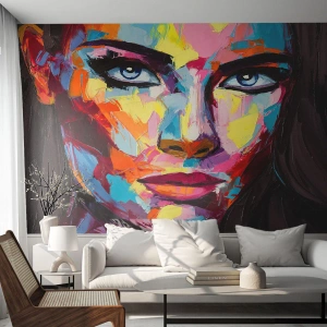 Papel de Parede Premium Sand - A alma também é colorida - Retrato de uma mulher, Face, Pedaço - 100x70 cm
