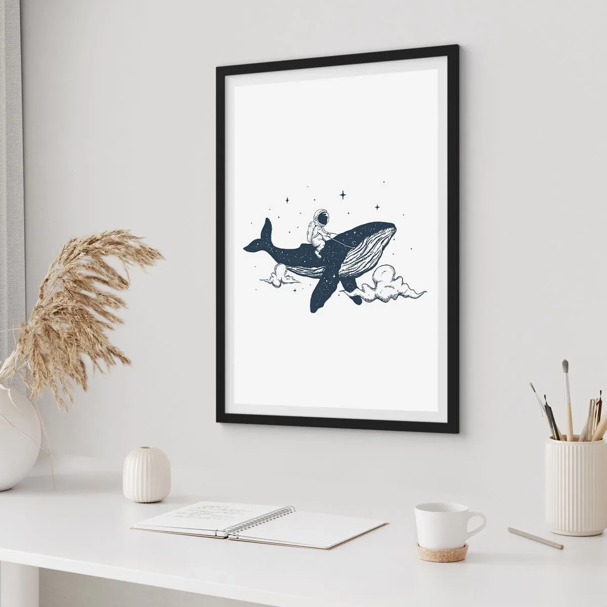 Pôster com moldura preta - Aventura espacial - 61x91 cm