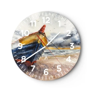 Relógio de parede - Relógio em vidro - Descanse na costa - 30x30 cm