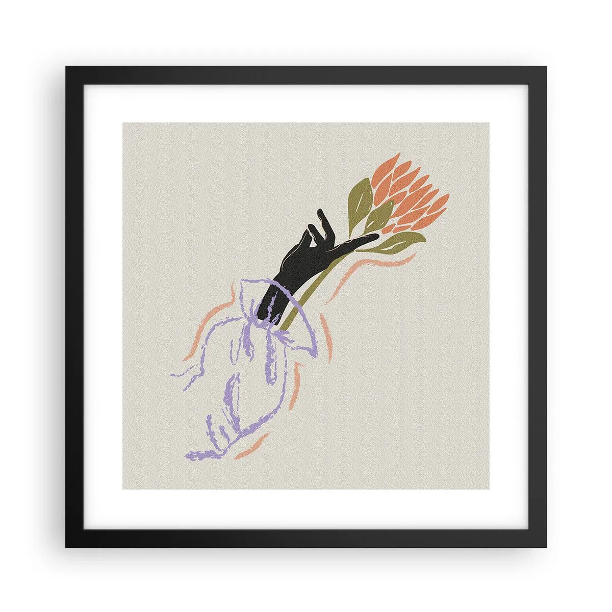 Pôster com moldura preta - Toque fraterno - 40x40 cm