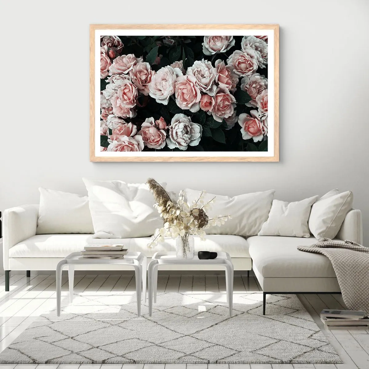 Pôster com moldura de carvalho claro - Conjuntos de rosas - 50x40 cm