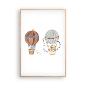 Pôster com moldura de carvalho claro - Amigos em movimento - 61x91 cm