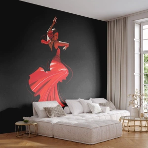 Papel de Parede Autocolante Deluxe Sticker - O espírito ardente do flamenco - Dançarino, Flamenco, Dança - 100x70 cm