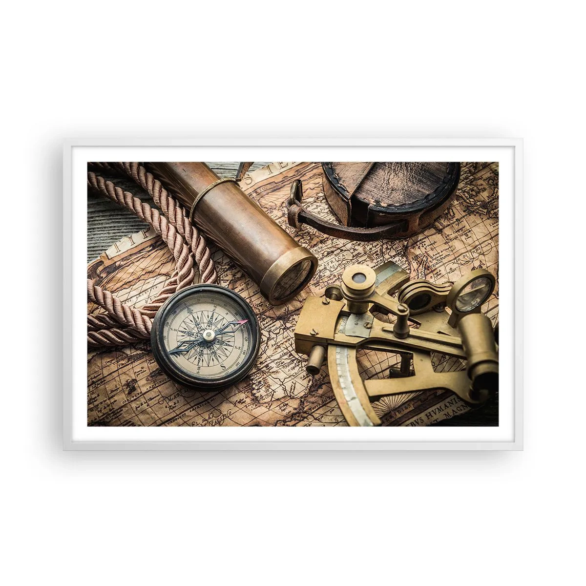 Pôster em moldura branca - Definir um rumo - 91x61 cm