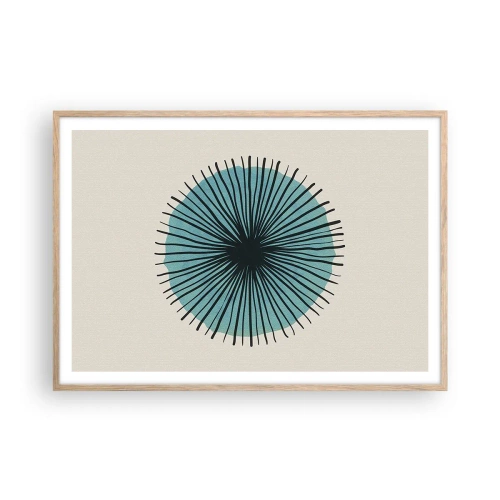 Pôster com moldura de carvalho claro - Radiante sobre o azul - 100x70 cm