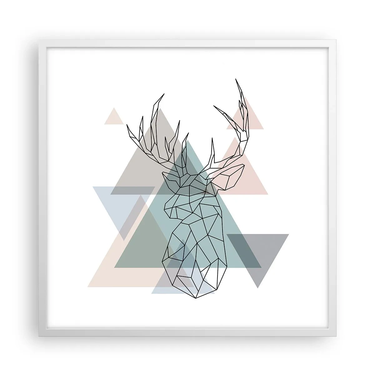 Pôster em moldura branca - Numa floresta geométrica - 60x60 cm
