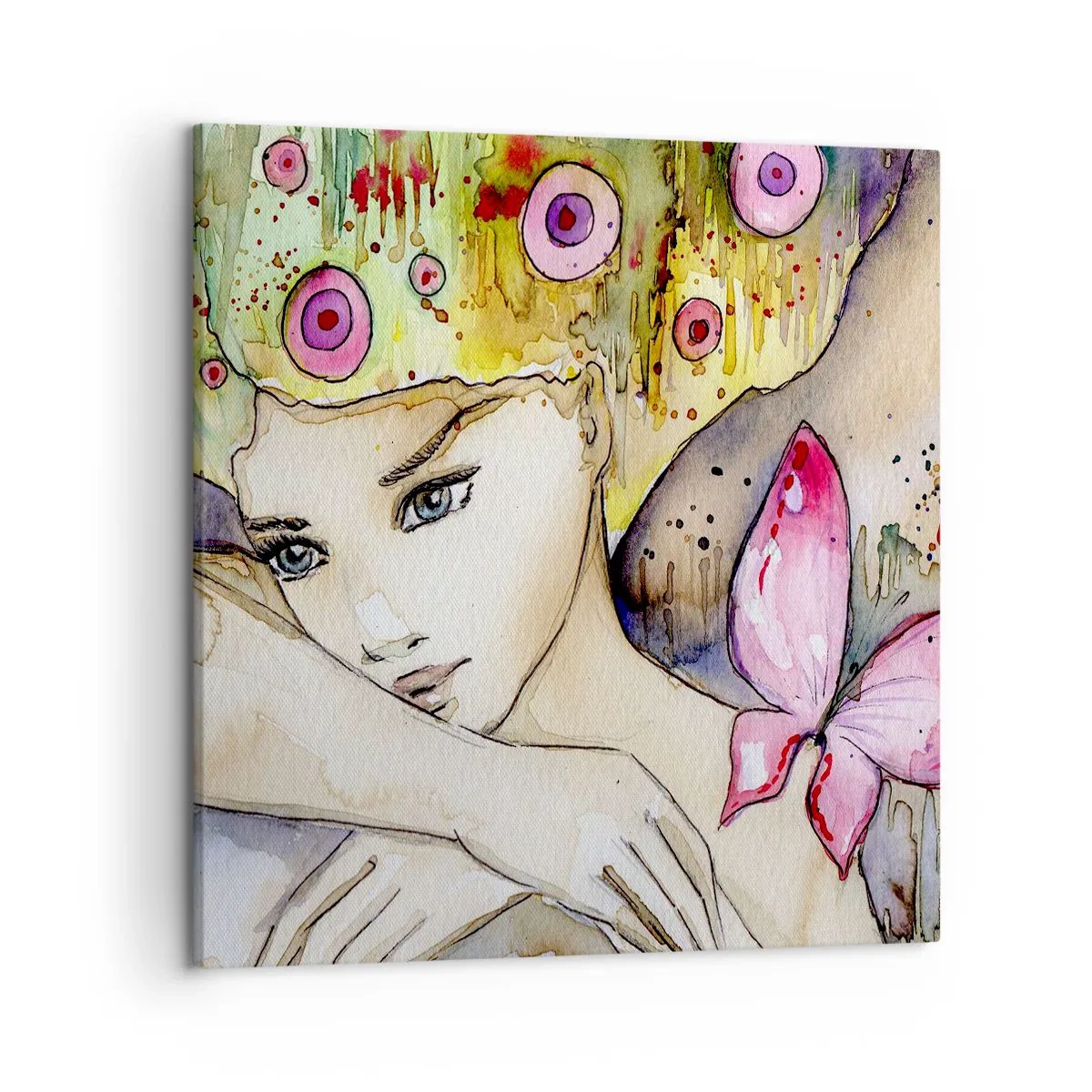 Quadro em tela - Princesa borboleta - 50x50 cm