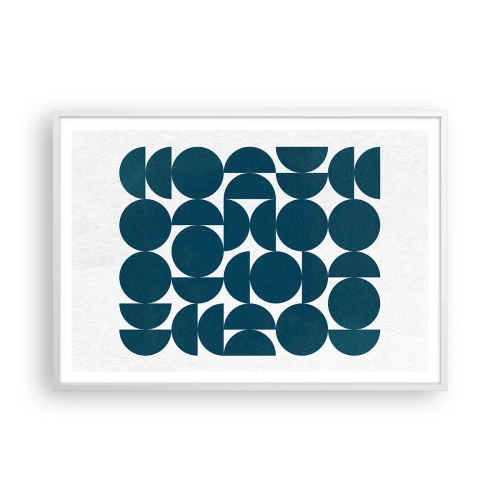 Pôster em moldura branca - Círculos e semicírculos - 100x70 cm