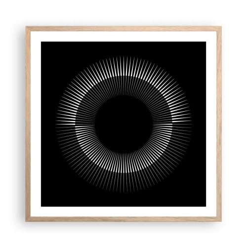 Pôster com moldura de carvalho claro - Sol preto - 60x60 cm
