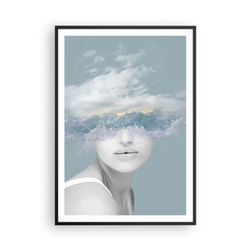 Pôster com moldura preta - Com a cabeça nas nuvens - 70x100 cm