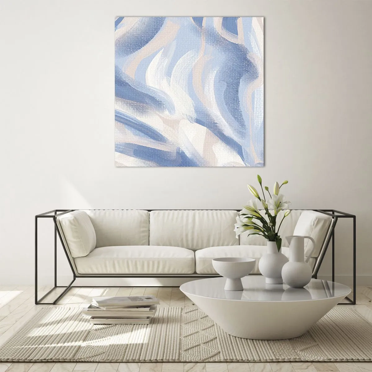 Quadro em vidro - Ondas azuis - 30x30 cm
