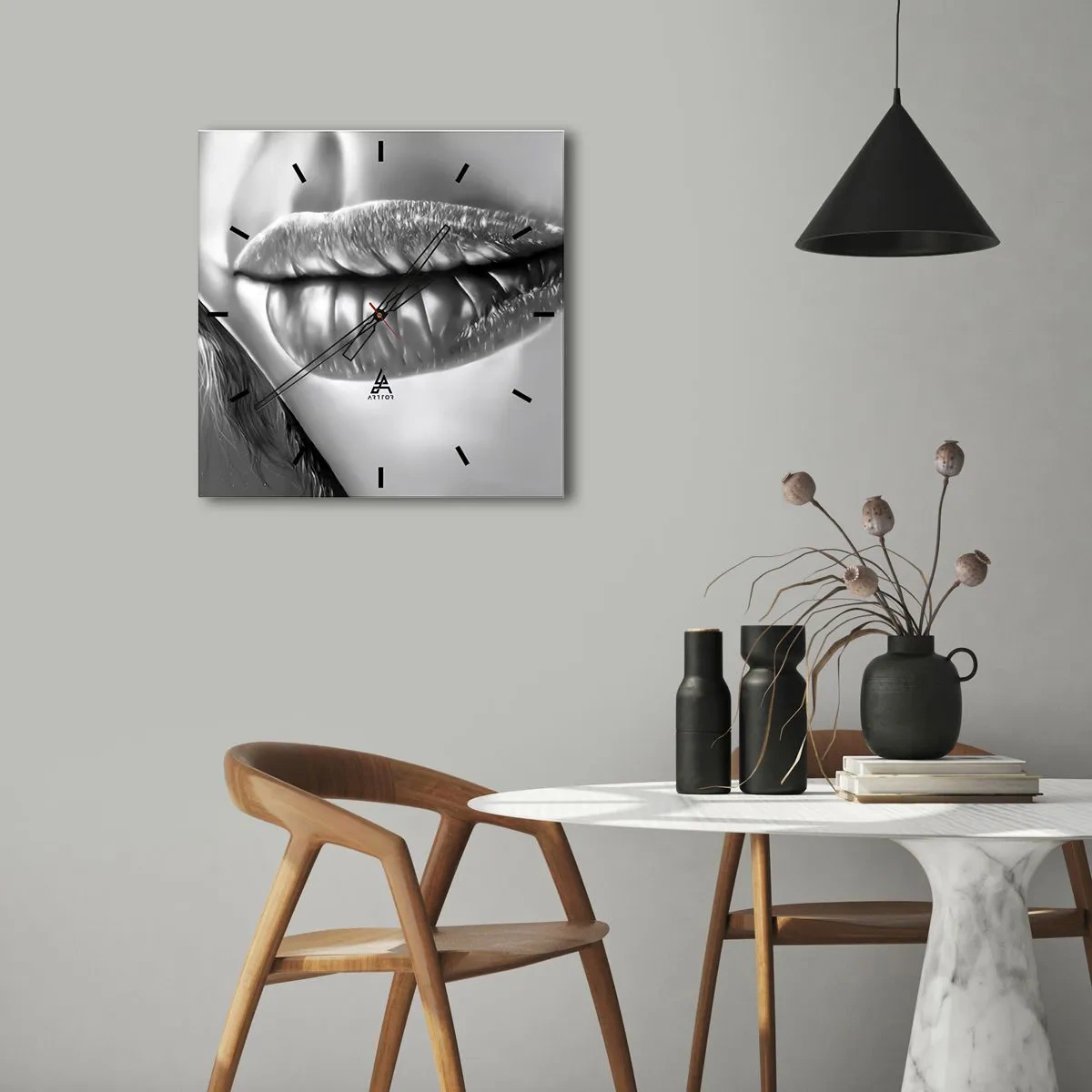 Relógio de parede - Relógio em vidro - Eu sei o que está a pensar... - 30x30 cm