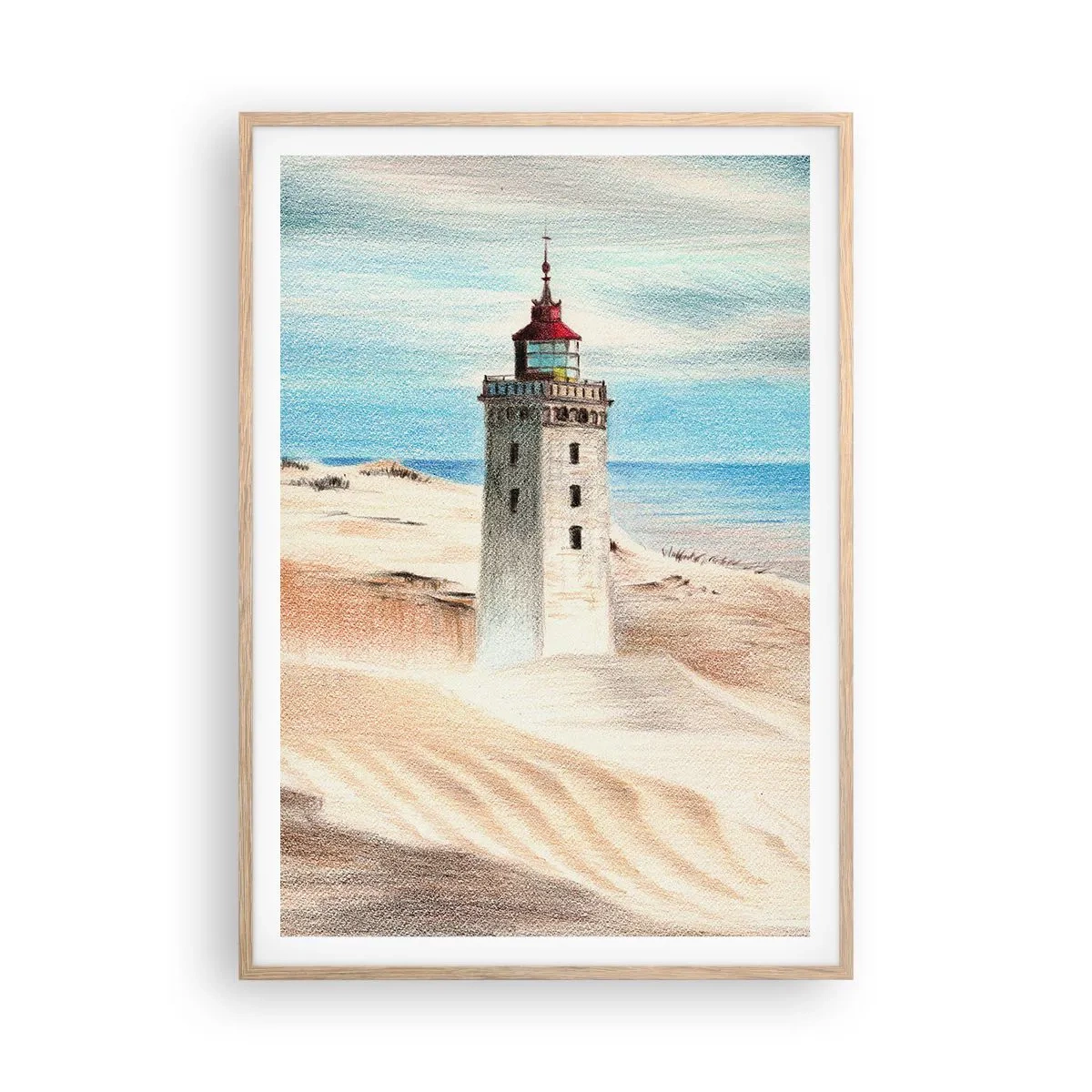 Pôster com moldura de carvalho claro - Sempre a olhar para o mar - 70x100 cm