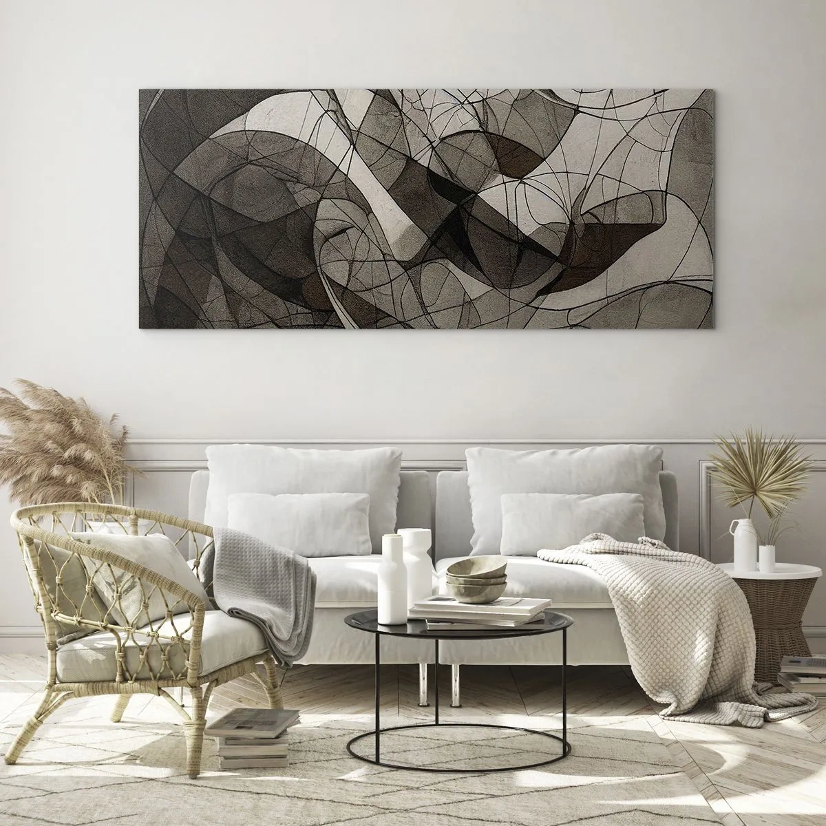 Quadro em vidro - Circulação das cores da terra - 140x50 cm