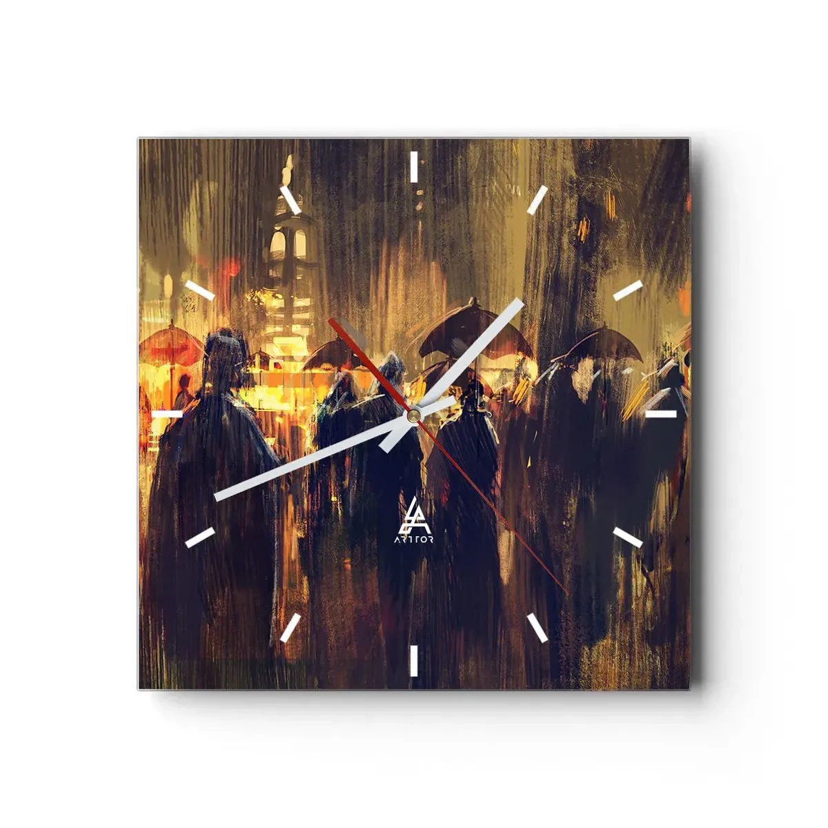 Relógio de parede - Relógio em vidro - Os seguidores da chuva - 40x40 cm