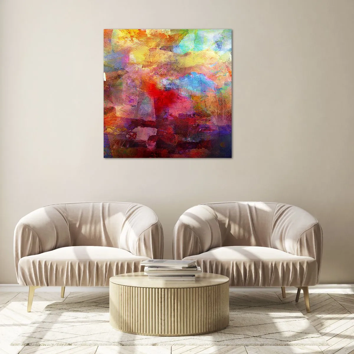 Quadro em vidro - Olhe para dentro do arco-íris - 50x50 cm