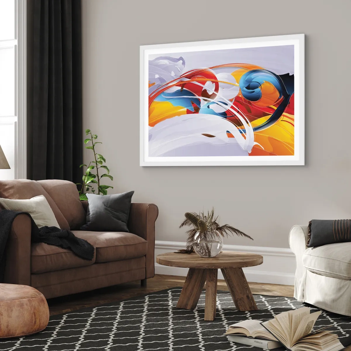 Pôster em moldura branca - A dança dos elementos da natureza - 100x70 cm