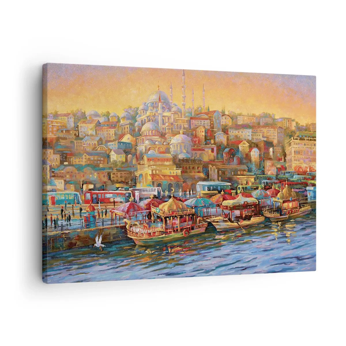 Quadro em tela - Panorama pitoresco de Istambul com vista para a baía e a cidade - 70x50cm - Conto de Istambul - Decoração de parede moderna para a sala de estar e quarto ARTTOR