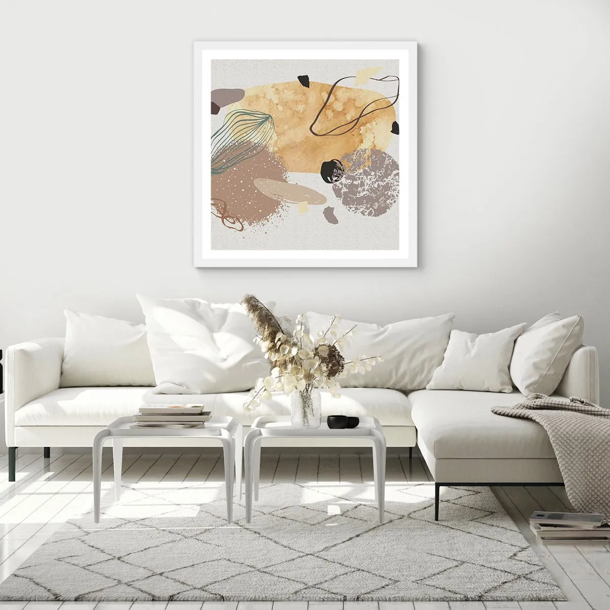 Pôster em moldura branca - Plumcologia aplicada - 60x60 cm