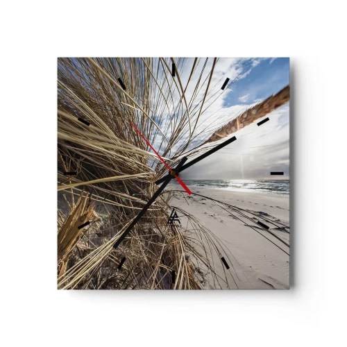 Relógio de parede - Relógio em vidro - Reunião dos rlementos da natureza - 40x40 cm