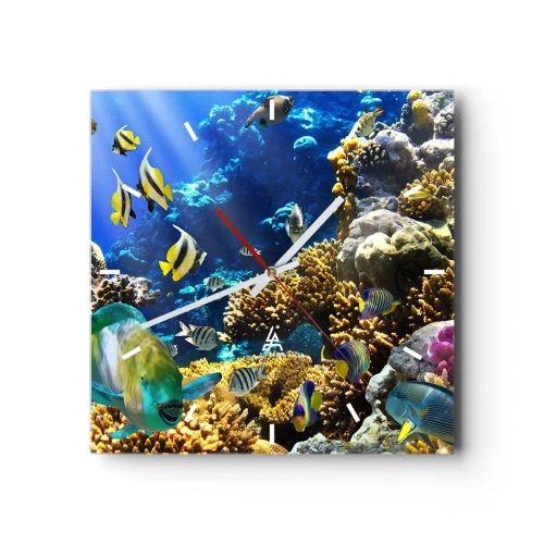 Relógio de parede - Relógio em vidro - Tráfego intenso no percurso de férias - 30x30 cm