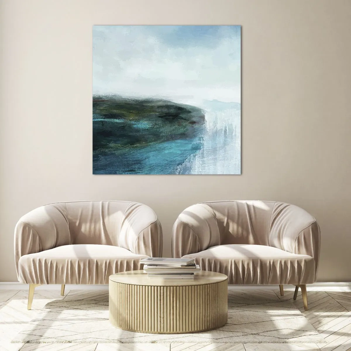 Quadro em vidro - Abstração náutica - 40x40 cm