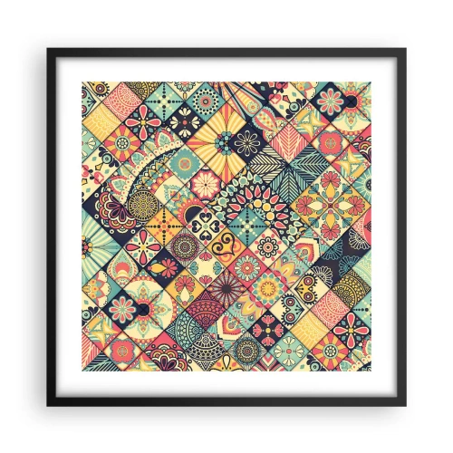 Pôster com moldura preta - Vibrações marroquinas - 50x50 cm