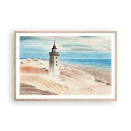 Pôster com moldura de carvalho claro - Sempre a olhar para o mar - 91x61 cm