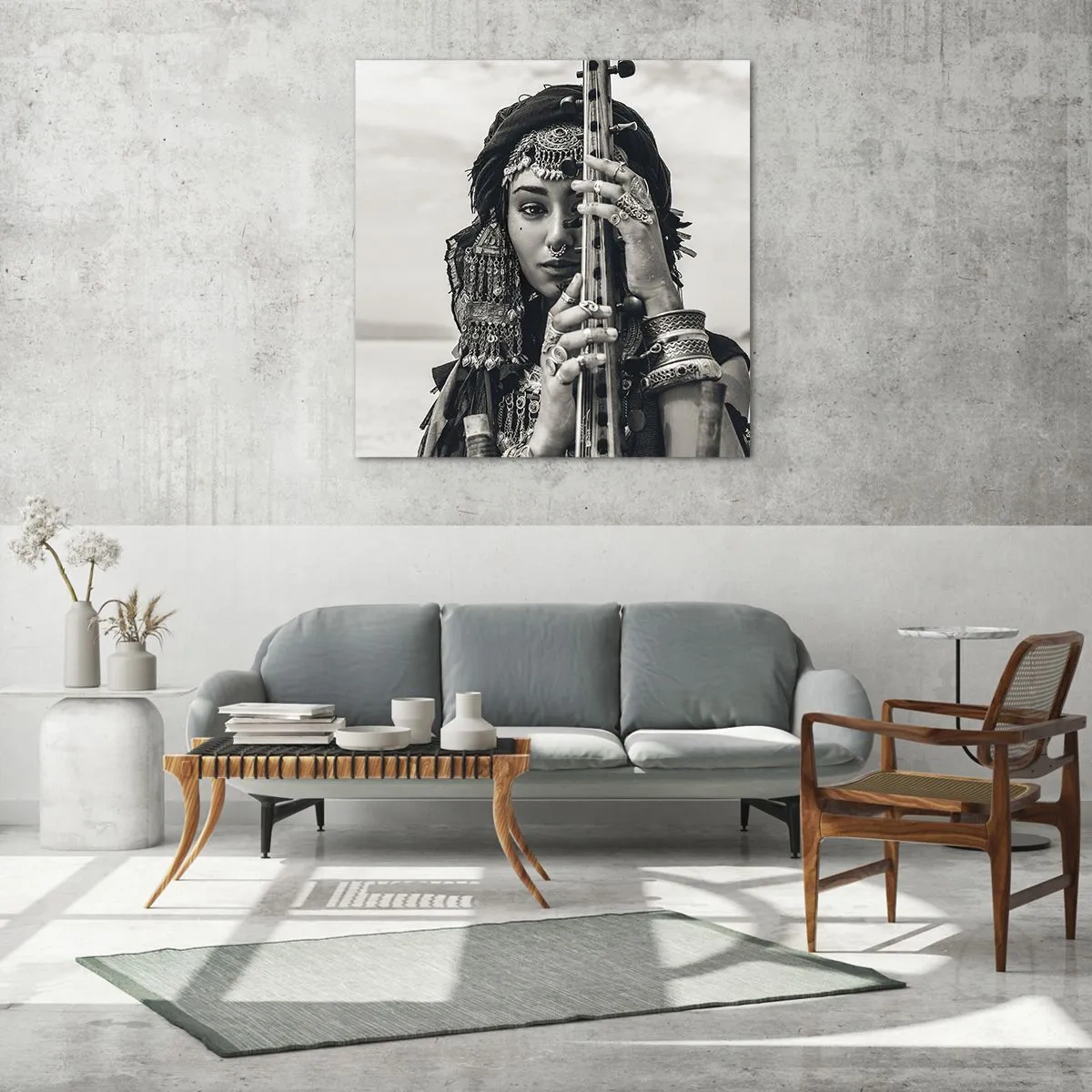 Quadro em vidro - A própria música oriental - 70x70 cm