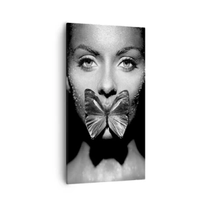 Quadro em tela - O beijo da borboleta - 55x100 cm