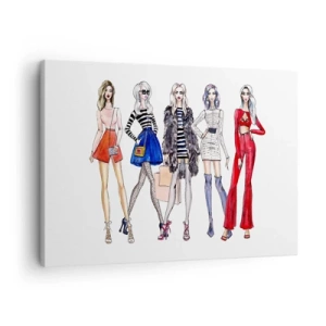 Quadro em tela - Ilustrações elegantes de silhuetas de moda - 70x50cm - Every week Fashion Week - Decoração de parede moderna para a sala de estar e quarto ARTTOR