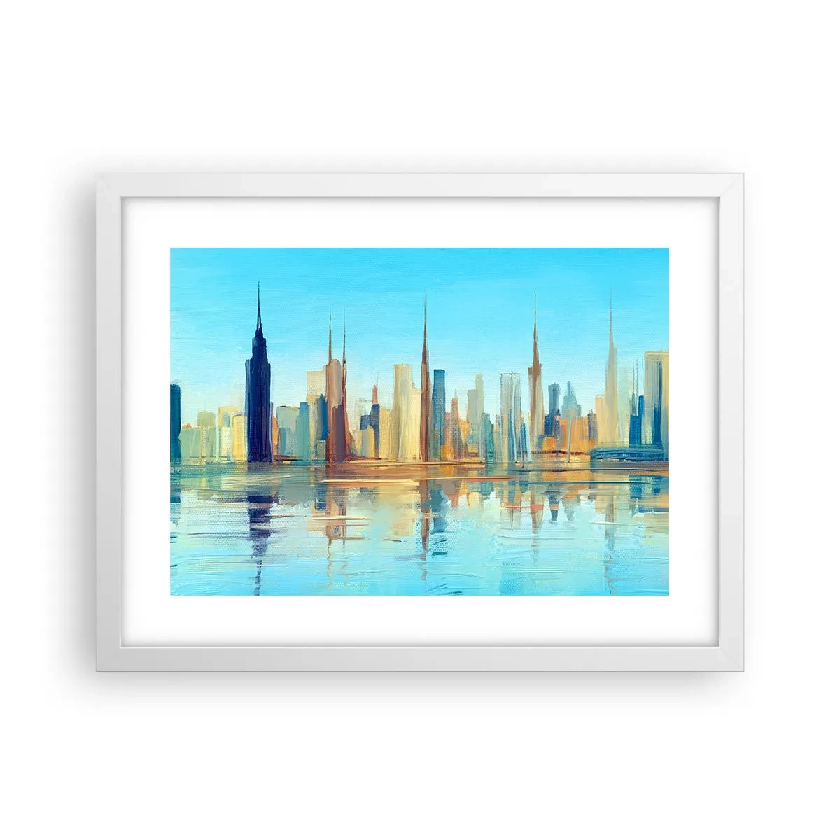 Pôster em moldura branca - Uma metrópole ensolarada - 40x30 cm