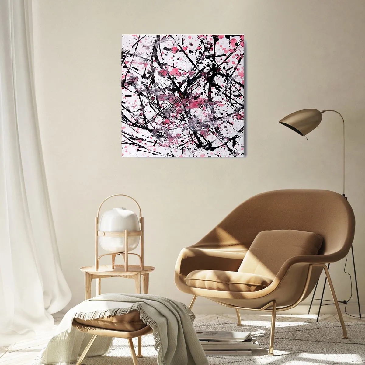 Relógio de parede - Relógio em vidro - A natureza fugaz da vida - 40x40 cm