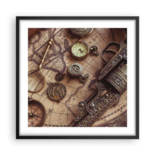 Pôster com moldura preta - A aventura nos chama - 50x50 cm