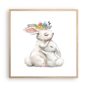 Pôster com moldura de carvalho claro - Nada melhor do que amor de mãe - 60x60 cm