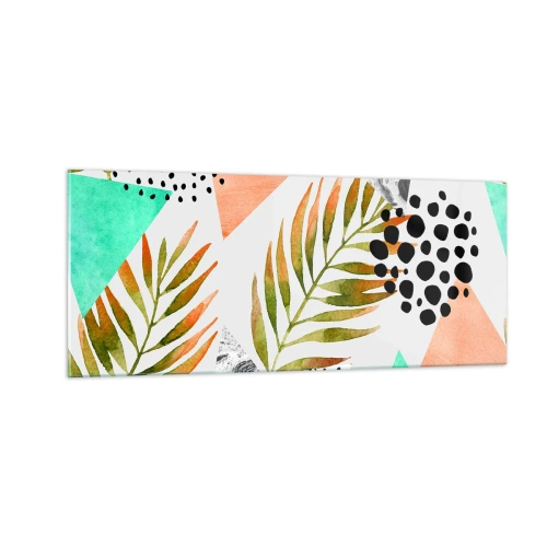 Quadro em vidro - Decoração em folha de palmeira - 100x40 cm