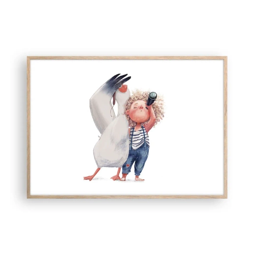 Pôster com moldura de carvalho claro - O itinerário da grande viagem - 100x70 cm