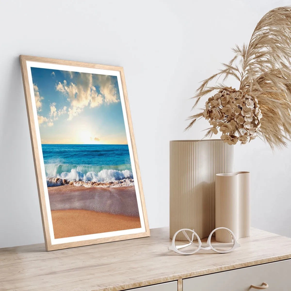 Pôster com moldura de carvalho claro - Movimento e quietude ao mesmo tempo - 40x50 cm