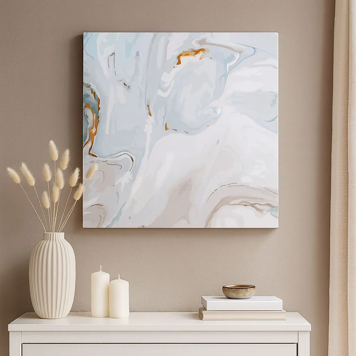 Quadro em tela - Branco elevado - 30x30 cm