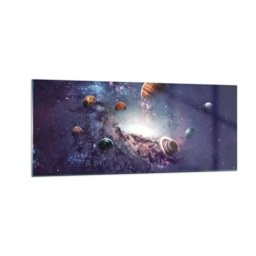 Quadro em vidro - Sistema da dança solar  - 100x40 cm